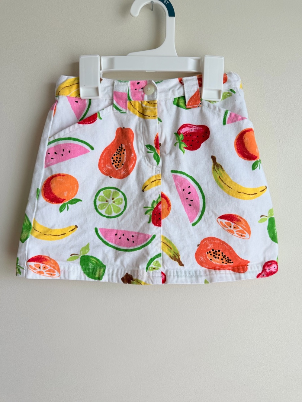 Gymboree White Skirt with Pink Watermelon & Green Lime Print
